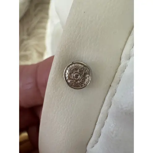 Metropolis Arabesque Quilted Jacket Women's White Full Zip Snap Accents Size 6