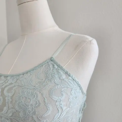 Vintage Y2K Cinema Etoile Blue Lace Slip Dress Stretch Bodycon Lace Up Side M Size M