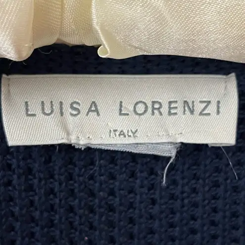 Luisa Lorenzi Navy Blue Cotton Cropped Button Front Cardigan S/ M