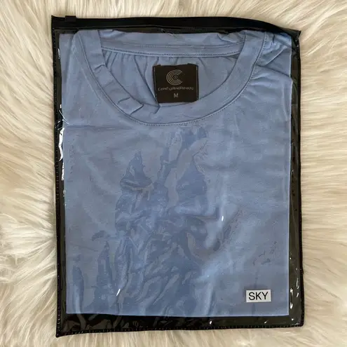 The Comfy And Ready Crop Tee in Sky