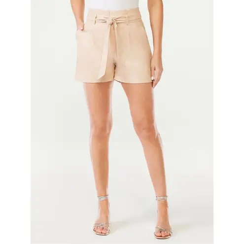 NWT Womens Sofia Vergara Jeans High Rise Tie Waist Faux Leather Shorts