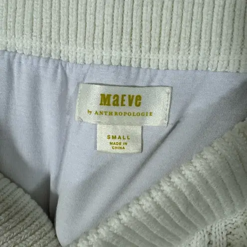 Anthropologie Maeve by  White Cable Knit Pull on Mini Skirt