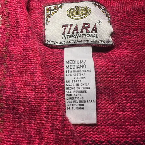 Tiara International y2k Fair Isle Full Zip Knit Cardigan Sweater Jacket Womens M