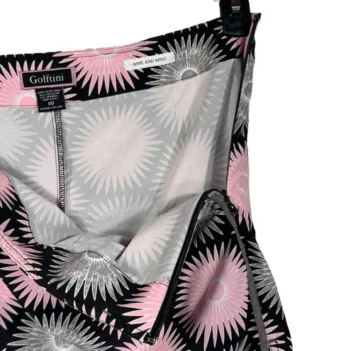 Golftini SZ 10 Nine and Wine Skort Geometric Pockets Stretch Slits Briefs Pink