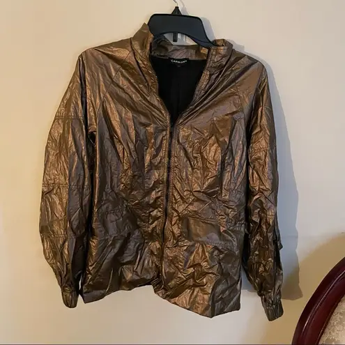 Carbon 38 Gold Crinkle Track Jacket Lace Back XS
