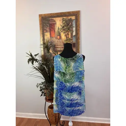 CHAUS NEW YORK Women Blouse Large sleeveless Collarless Boho Beach Wear Tropical