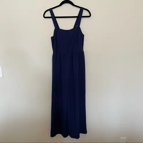 Madewell  womens smocked button-front crop jumpsuit navy sz.0