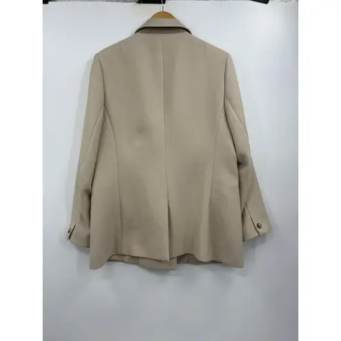 Reiss Logan Blazer Womens 14 Beige Double Breasted Wool Blend Notch Lapel Jacket