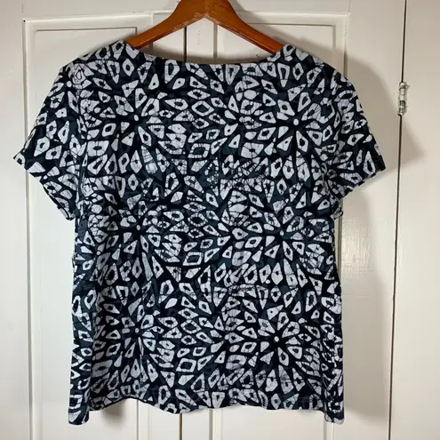 Su Placer Global Festival Womens Large Cotton Batik Print Casual Artisan Top White