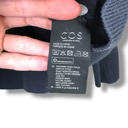 COS Modern Knit Cotton Color-Block Front Pockets Straight Fit Ribbed Cardigan