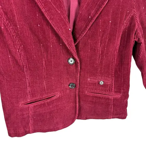 American Eagle  Burgundy Maroon Single Breasted Corduroy Sequin Blazer Size XL