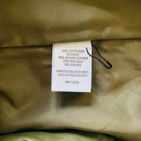 Worth New York Fern Green Leather Seamed Slim Zippered Lined Midi Skirt Luxe 10