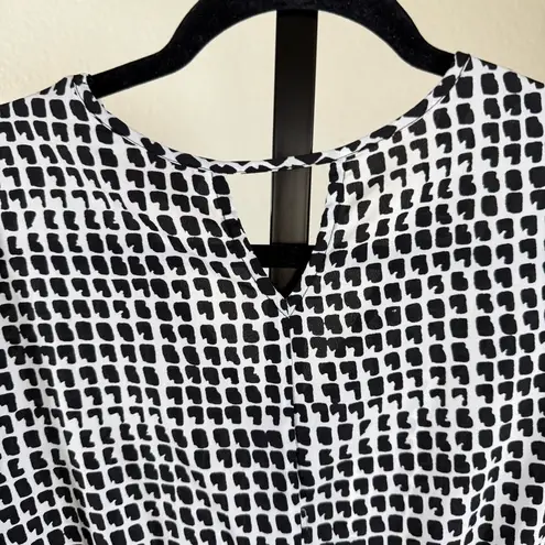 Collective Concepts Minimalist Boho Midi Dress Geometric Print 3/4 Sleeve Flattering Aesthetic XS