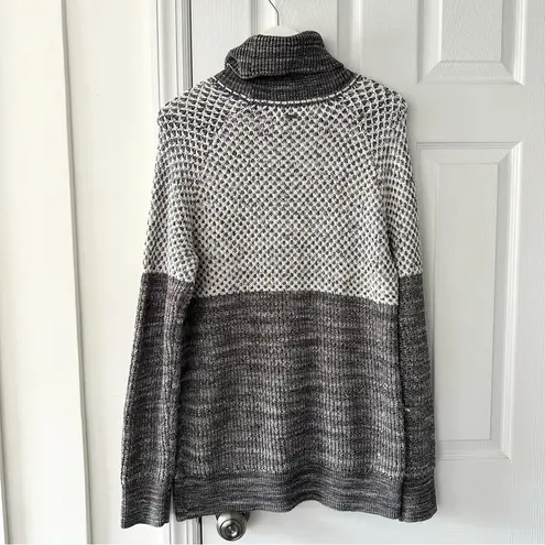 prAna  Abelle Grey Colorblock Cotton Open Knit Turtleneck Tunit Sweater Medium