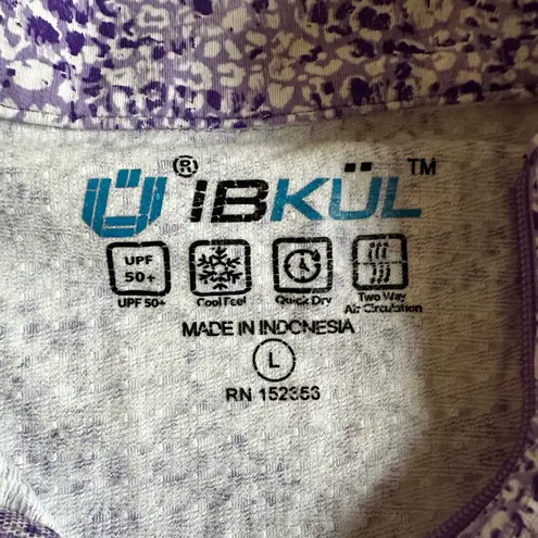 IBKUL 1/4 Zip Purple White Top Mesh Sides UPF Golf Athletic Activewear Outdoor Size L