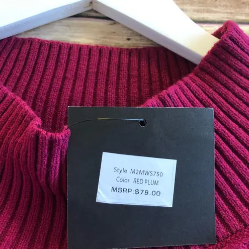 Marc New York Andrew Marc Sweater Women’s Size Small Red Plum Mock Neck NWT