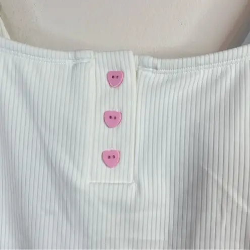 Stoney Clover Lane Stoney Clover x Target White Ribbed Cheeky High leg one piece swimsuit 16W new