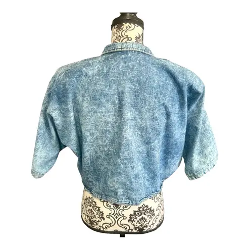 SWITCH USA Vintage Blue Acid Wash Half Button Blouse Size M