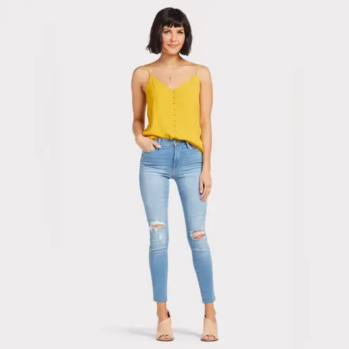 Allison Joy Yellow Cami Tank Top Crepe Fabric Covered Buttons Size XS Women - Image 11