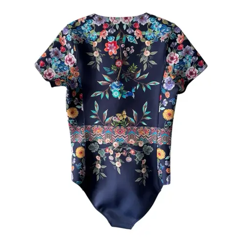 Johnny Was Dreamer Navy Neoprene Zip One Piece Surf Swimsuit Large Beach Travel