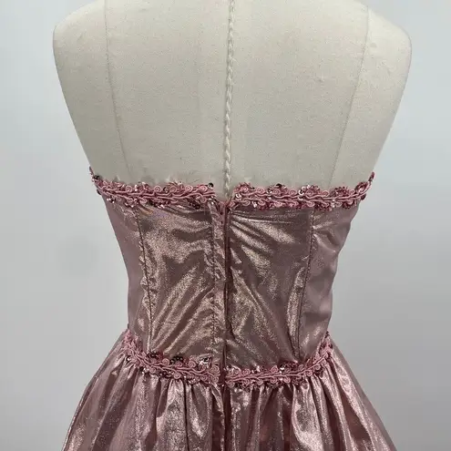 Gunne Sax Vintage Jessica McClintock Dress Fit & Flare Metallic Pink Womens XS