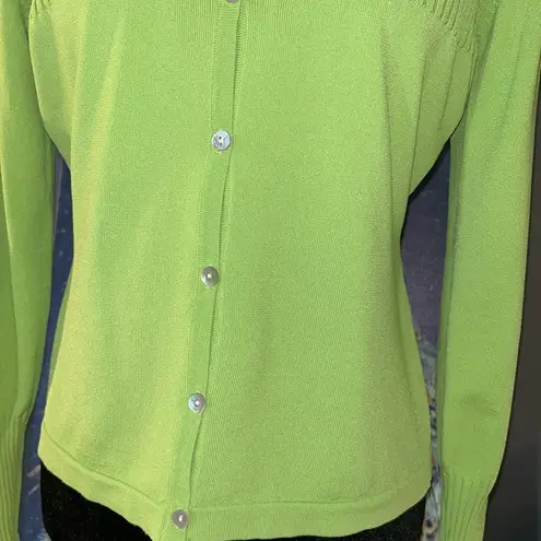 Harvé Benard Vintage Herve Benard Size S Lime V Neck Cardigan