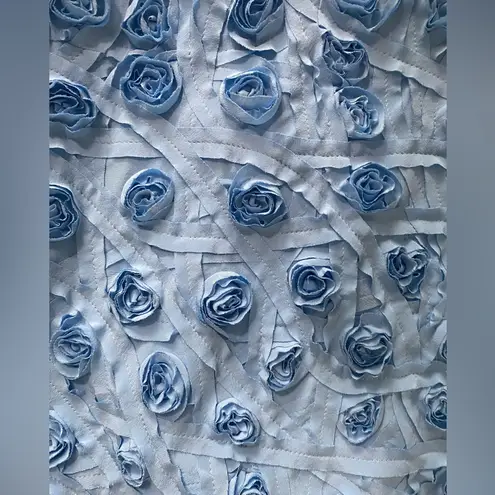 Luna Helios & Baby Blue Floral Appliqué Textured 100% Silk Pencil Skirt …