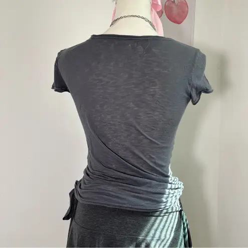 Hollister  Vtg Y2K Baby Tee Blue Gray Preppy Bella Swan‎ Tight Womens Size M