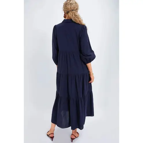 NWT Tuckernuck POMANDER PLACE Mabel in Navy Blue Cotton Maxi Dress M Size M