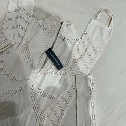 Maniere De Voir NWT white cream knitted contour jumpsuit with sleeves