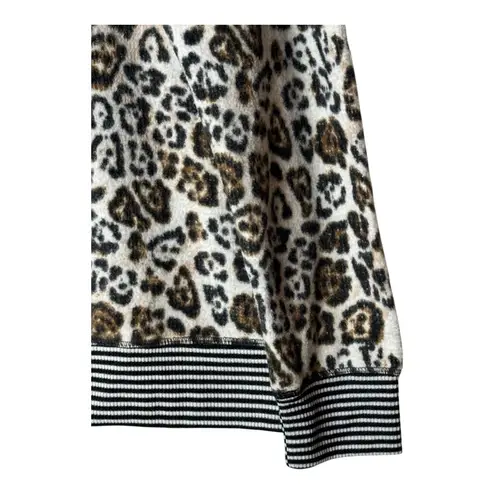 Emerson Road Pajama Set Women Small Brown Fuzzy Luxe Leopard Loungewear NWT Black