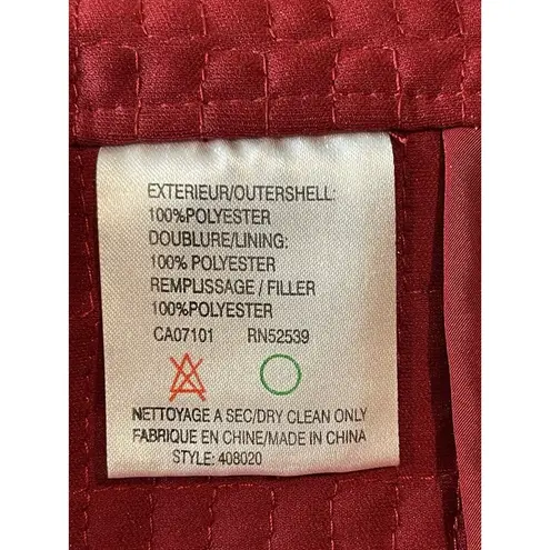 Hilary Radley Red Quilted Lightweight Lining Full Zip Jacket M