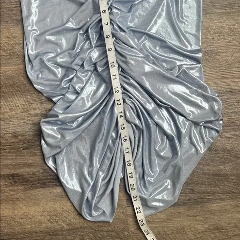 Norma Kamali Shirred Mini Skirt | Misty Blue | Size L | Iconic Ruched Y2K Chic π