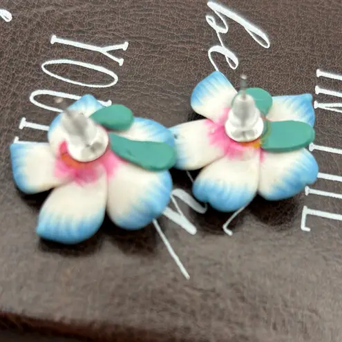 Handmade Vintage Y2K Polymer Clay Plumeria Flower Earrings