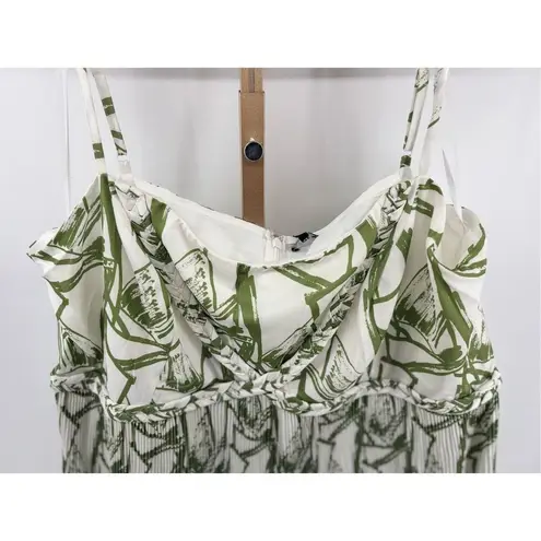 Fashion to figure FTF Rope Detail Sleeveless Maxi Dress White Green Print Women’s Plus Size 4 4X