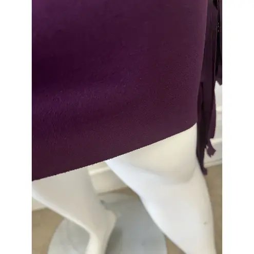 Ayhan Size Small Turkish Purple Black Trim V Neck Fringe Trim Western Dress