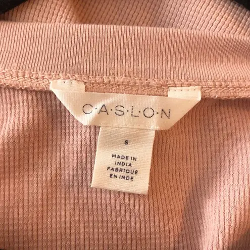 Caslon Womens Top Waffle Knit Thermal Boxy Oversized Hi Low Hem Light Pink S