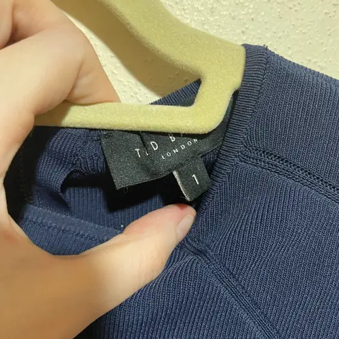 Ted Baker  Lounia Fluted Sleeve Knit Dress Navy Blue