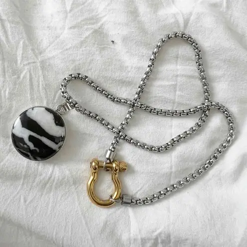 925 sterling silver Buffalo Turquoise carabiner Holder Necklace Womens Jewelry Black