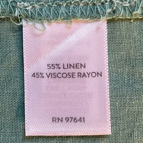 J. Jill Women's Ombre Long Sleeve Scoop Neck Linen Blend Button Up Blouse Size L Green Size L