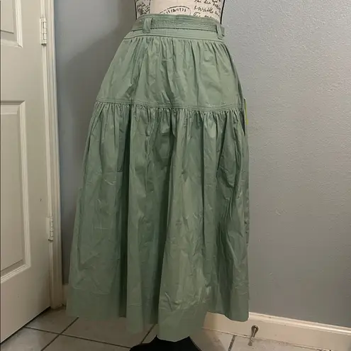 CeCe New with tags Women's Tie-Waist A-Line Midi Skirt Elegant Green Midi