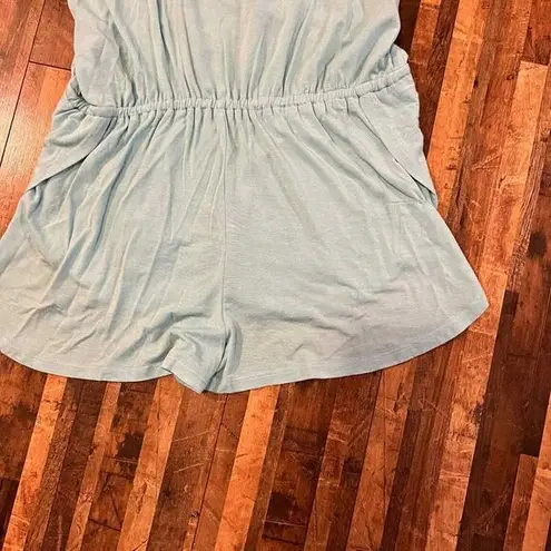 Something Navy Blue Sleeveless Romper Elastic Waist Adjustable Straps Medium