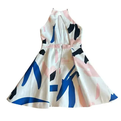 Elliatt Headway Abstract Print Scuba Skater Dress Mini Open Back Size Medium