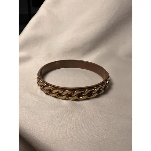 Vintage Retro Gold Tone Bangle Bracelet with Chain Link Design