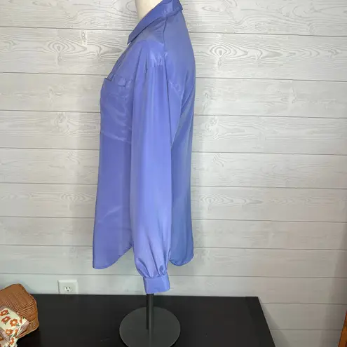 Campus Casuals of California vintage 80s periwinkle BF blouse Size Small Blue