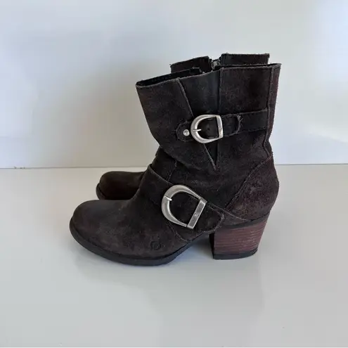 Born Women's Galene Rustic Brown Leather Suede Distressed Moto Boots Size 6