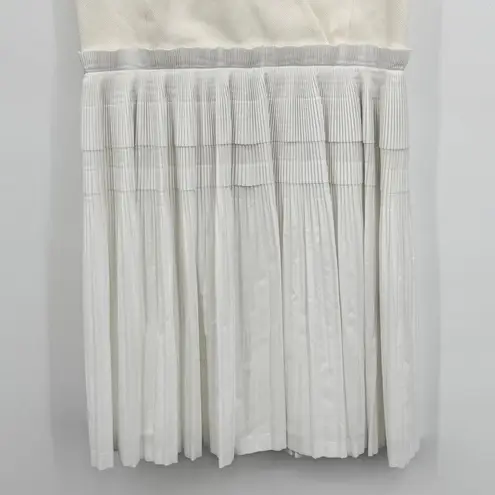 Raoul dress 8 fit and flare crossover pleated sleeveless V neck white cream