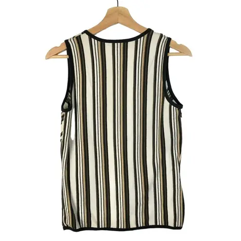 New York & Company Y2K White & Black Stripe Knit Tank Top M Size M