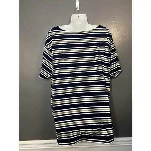 Needle & Thread Vintage Needle & Threads Shirt Womens XL Navy Gold Striped Nautical 90s