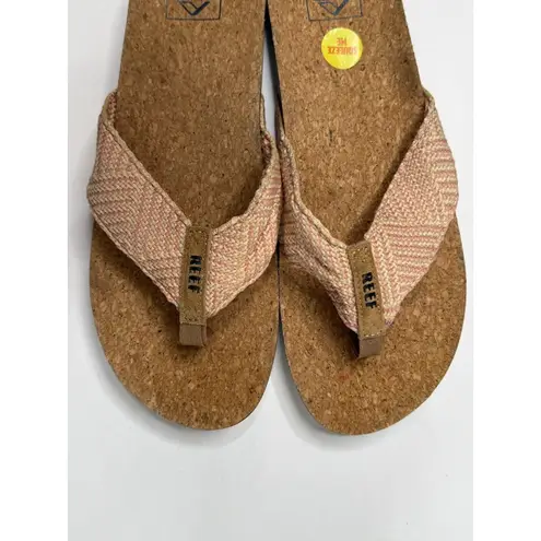 REEF Flip Flops Woman's Size 9 Cushion Strand Cork Sandal Rose Beach Summer Rare